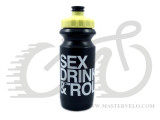 Фляга 600ml Green Cycle Sex Drink & Roll с Big Flow valve, LDPI black nipple/ yellow matt cap/ black bottle